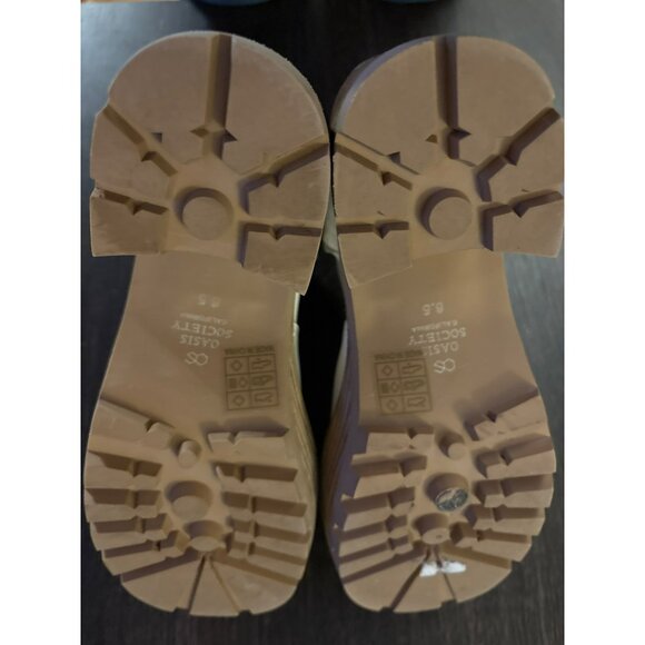 Oasis Society Chunky Heel Ankle Boots In Cream Man-Made Upper With Lug Sole & Si - Picture 5 of 8